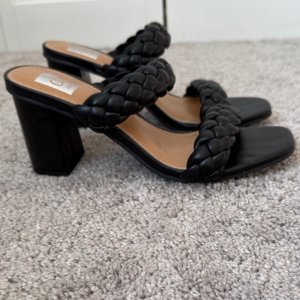 Dolce Vita Hardey Black Braided Women's Heeled Sandals Sz 7.5